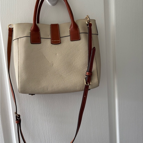 DOONEY & BOURKE Cream and Brown Lock Logo Satchel - Picture 3 of 3